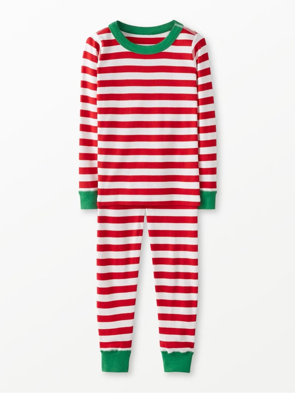 Hanna Andersson Kids 6/7 Red and White Striped Christmas Holiday Pajama Set